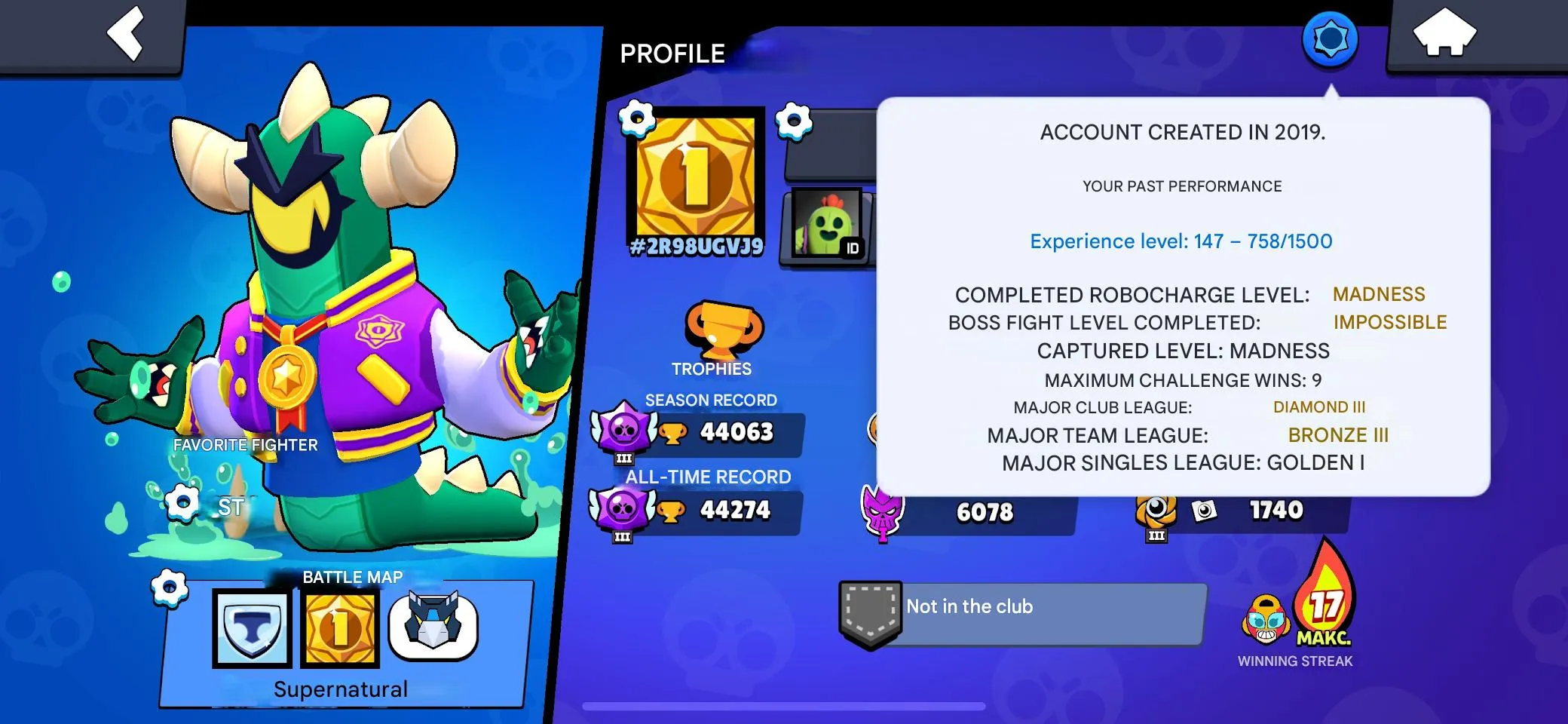 BS1912 82 Brawlers 44156 Trophies 18 Maxed 14 Hypercharges Brawl Pass Brawler Profiles with Maxed Surge Spike Edgar Nita 